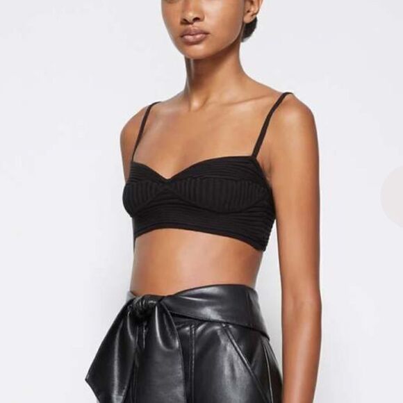 NEW Jonathan Simkhai Linden Rib Knit Bralette Black Size XS - Picture 4 of 10
